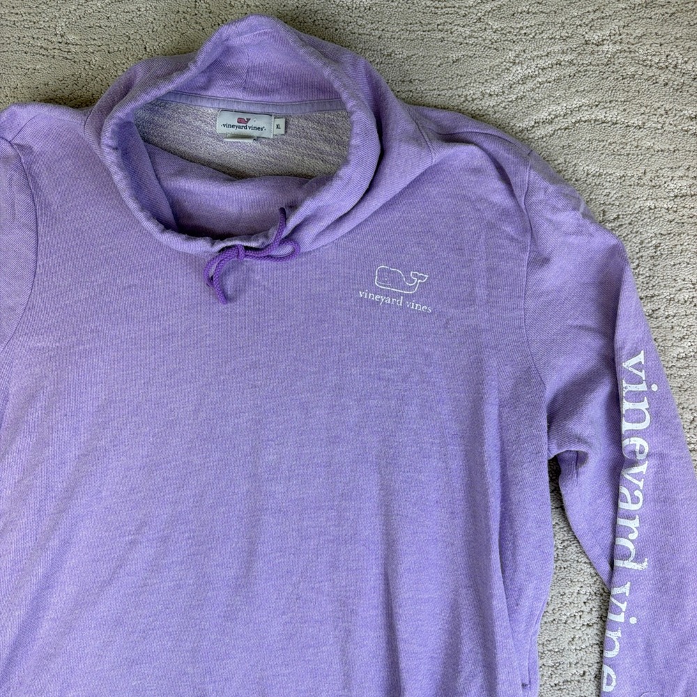 Women's Vineyard Vines XL Purple Terry Cloth Cowl Neck Sweatshirt Pullover